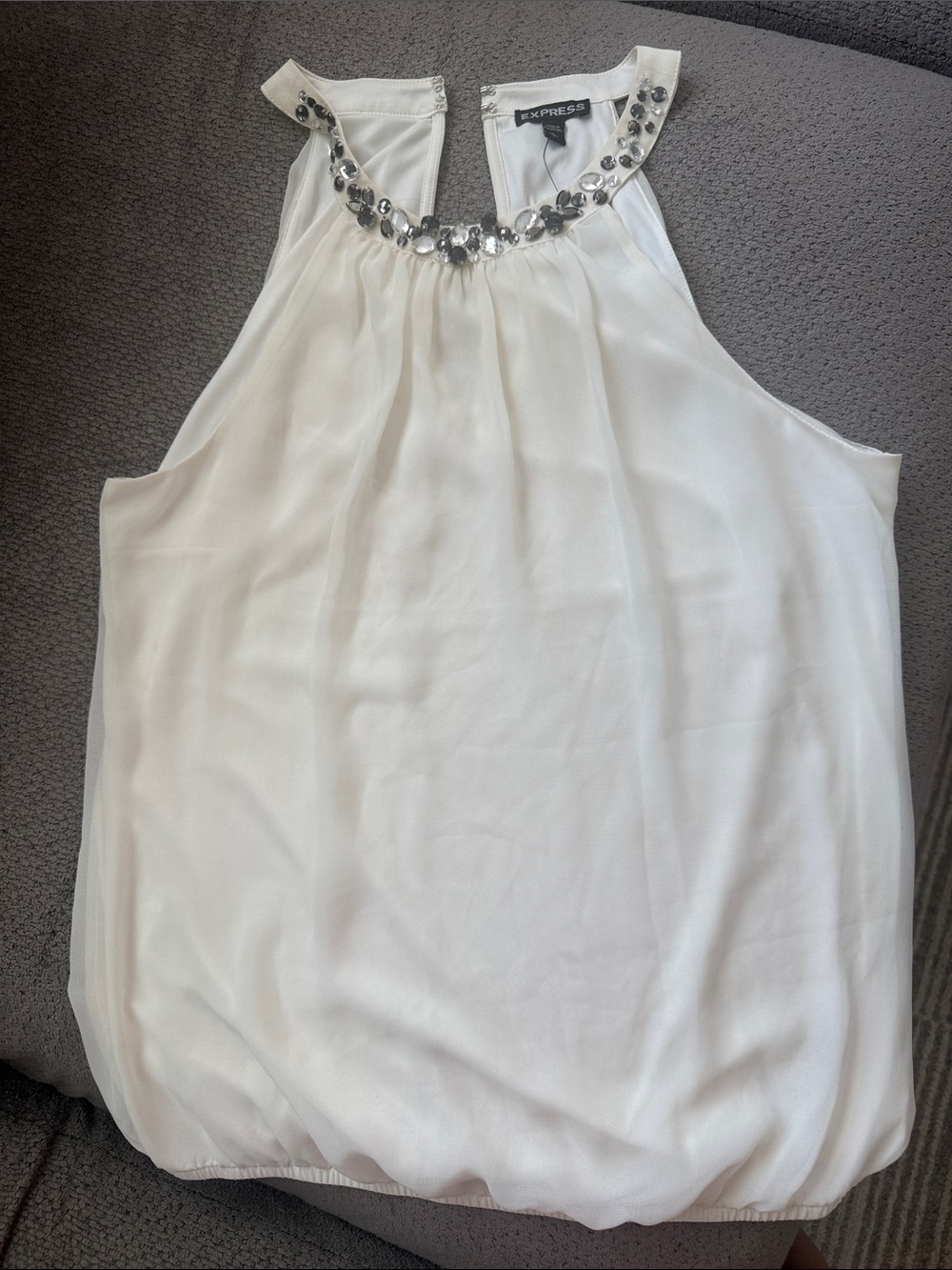 Express Ivory Jeweled Halter Blouse